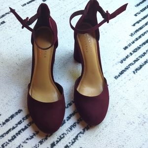 LC Lauren Conrad Burgundy ankle strap heels